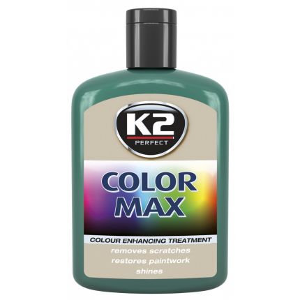 K2 Color max barevný leštící vosk tmavo zelený 200ml